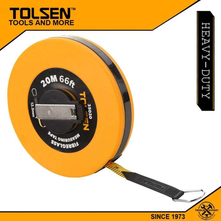 TOLSEN 20M 66ft Fiberglass Measuring Tape  with Metal Ring ABS Case Model: 35020