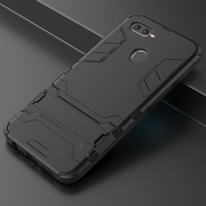 For OPPO A5s Armor Premium Tactical Grip Kickstand Shockproof Dual Layer Rugged Hard & Soft Combination Back Cover