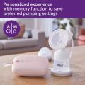 Philips Avent Electric Single Breast Pump SCF395/11, Personalised Experience, Flexible Silicone Cushion, Bottle, Natural Motion Technology, Quiet Motor, Pink, White. 