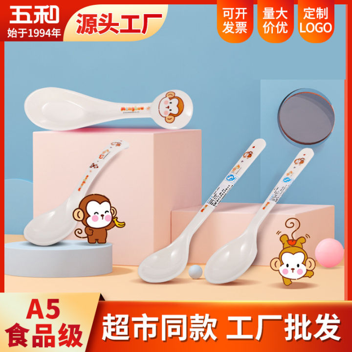 Wuhe A5 food grade melamine cute monkey fork spoon baby factory direct sales children's tableware drop-resistant healthy and beautiful fork spoon
