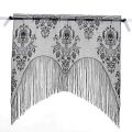 Halloween Haunted House Lace Curtains Tassel Valance Skull Bat Tulle Topper Shawl Halloween Haunted House Party Curtains Fabric.