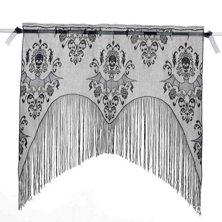 Halloween%20Haunted%20House%20Lace%20Curtains%20Tassel%20Valance%20Skull%20Bat%20Tulle%20Topper%20Shawl%20Halloween%20Haunted%20House%20Party%20Curtains%20Fabric%20-%20Image%202