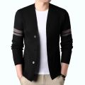 Knitted cardigan men's thin 2023 spring and autumn season new casual middle-aged and young shawl sweater, outer wearing sweater. 