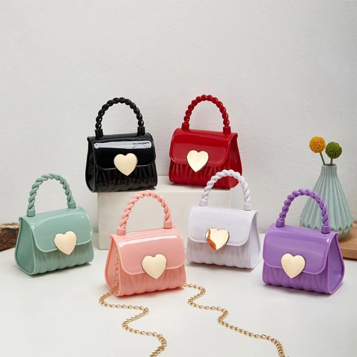Fashion Mini Handbags PVC Crossbody Coin Purse Solid Color Handbag Plastic Small Chain Jelly Bag for Girl Wholesale