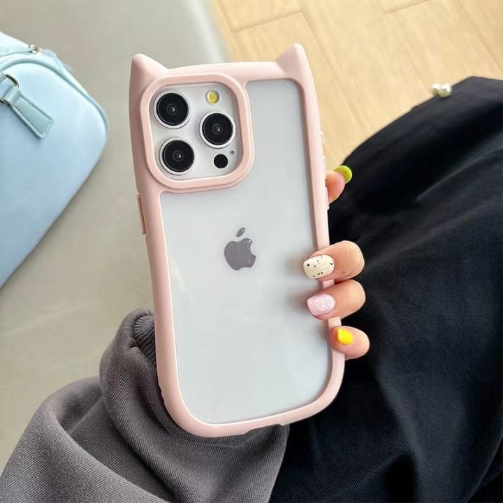 3D%20Cute%20Cat%20Ear%20Phone%20Case%20for%20iPhone%2016%2015%2014%2013%2012%2011%20Pro%20Max%20happyLuxury%20Cartoon%20Transparent%20Shockproof%20Clear%20Acrylic%20Cover%20Bumper%20-%20Image%205