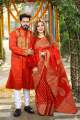 New Stylish & Exclusive Saree Panjabi Combo Couple Set Matching Dresses for Man And Women. 