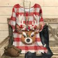 Christmas Elk Print Women's T-Shirt Autumn Winter Fashion Clothing Oversized O-Neck Ladies Short Sleeve Tops Casual Pullover Tee. 