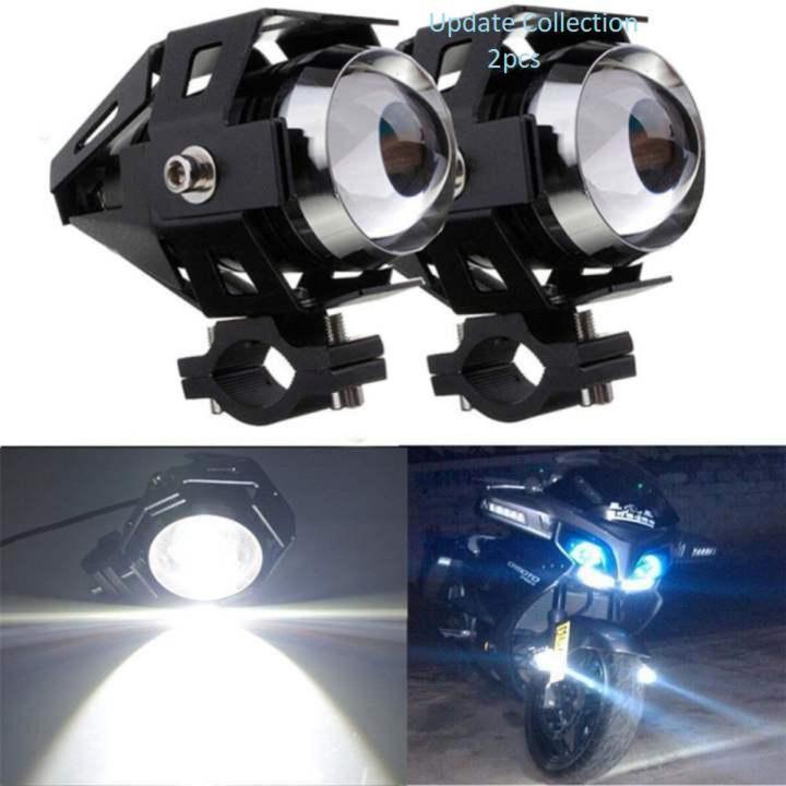 2 Pcs  High Power U7 LED Motorcycle Bike Head Light 125W-Day Driving Spot Fog Lamp- red