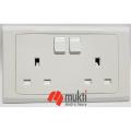 MK Made in Singapore SLIMLINE PLUS 13A 3 Pin Flat Dual Outlet 2 Gang Socket with Switch Three 3Pin.