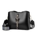 Wide Strap 2023 PU Leather Women bucket Handbags Fashion Brand Designer Lady's Shoulder Crossbody Handbag Female Bags. 