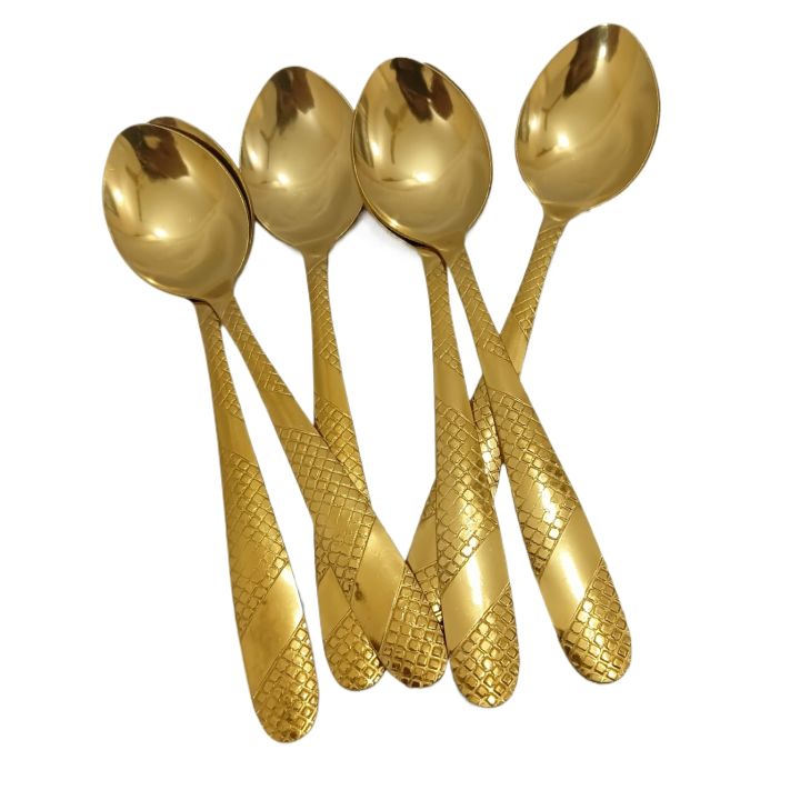 6 pcs stainless steel golden color tea spoon