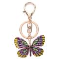 Women Stylish Multicolor Butterfly Rhinestones Keychain Key Ring Bag Ornament.
