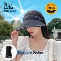 LouisWill Women Sun Cap Sun Visor Hat Foldable Empty Top Hat Casual Sport Sun Hats Portable Beach Cap Large Brim Cap Sun Protection Cap UV Protection Straw Hats With Windproof Rope for Outdoor Travel. 