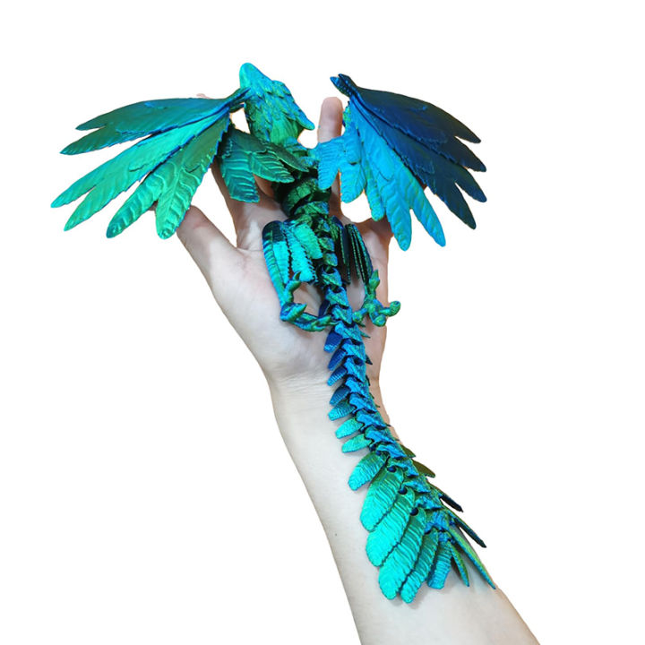 3D Printed Dragon With Wings Animals Toy Crystal Dragon Fidget Toys Full Articulated Dragon Crystal Dragon Adults Fidget Toys For Autism ADHD Home Office Decor Fayshow