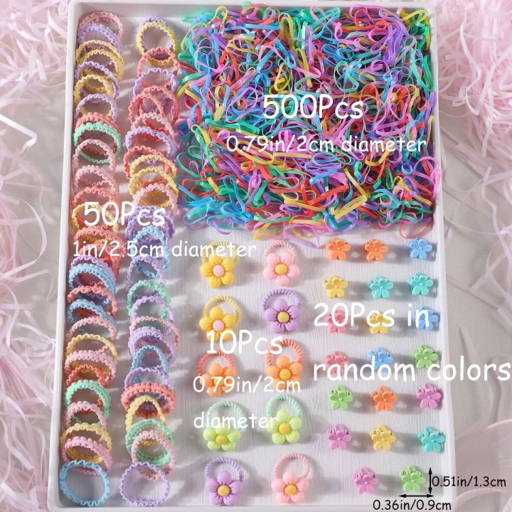 580Pcs%20Girls%20Hair%20Accessories%20Set%20Candy%20Colors%20Hair%20Ties%20Children%20Elastic%20Rubber%20Band%20Cute%20Small%20Flower%20Hair%20Clips%20for%20Kids%20-%20Image%206