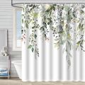 Digital shower curtain cross-border plant flower waterproof polyester bathroom four-piece set of dry and wet separation moisture-proof and mildew-proof isolation curtain.