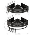 Migeet Bathroom Kitchen Shelf, Adhesive or Screws Wall Mounted Shower Shelving with 8 Movable Hooks, Hydronalium rust-free Space-Aluminum Storage Organizer, Black, Set of 2. 