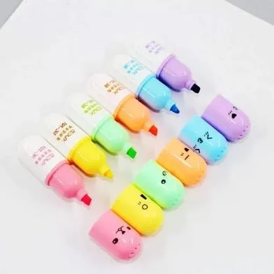 6%20Pcs/Set%20Mini%20Pilll%20Shaped%20Highlighter%20Pens%20for%20Writing%20Cute%20Face%20Graffiti%20Marker%20Pen%20-%20Image%202
