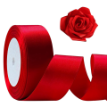 Red Ribbon 1 1/2Inch, 25 Yards Satin Craft Ribbon, Single Face Polyester Silk Hair Ribbon, Fabric Ribbon for Bouquets Easy to Use.
