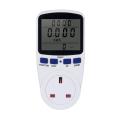LCD Display Electricity Usage Power Meter Socket Energy Watt Volt Amps Wattage KWH Consumption Analyzer Monitor Outlet-- AC230V~250V UK Plug. 