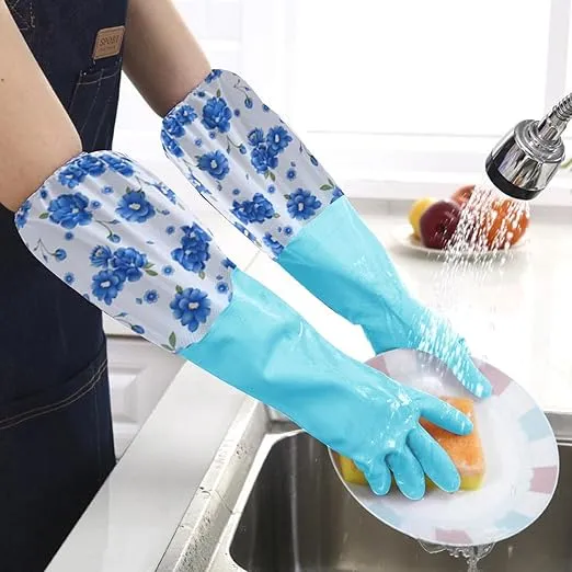 Long Rubber Warm Gloves Kitchen Dish Washing Cleaning Tool Protect Hand  Gloves