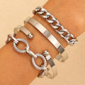 Bohe Gold Plated Tennis Chain Bracelets Adjustable Multi Layered Heart Bracelet Set Tiny Bangle Bracelet Set for Women Jewelry. 