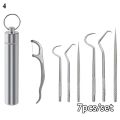 1Set Toothpick Set Stainless Steel Oral Cleaning Tooth Flossing Portable Toothpick Interdental Cleaning Tool With Storage Tube.