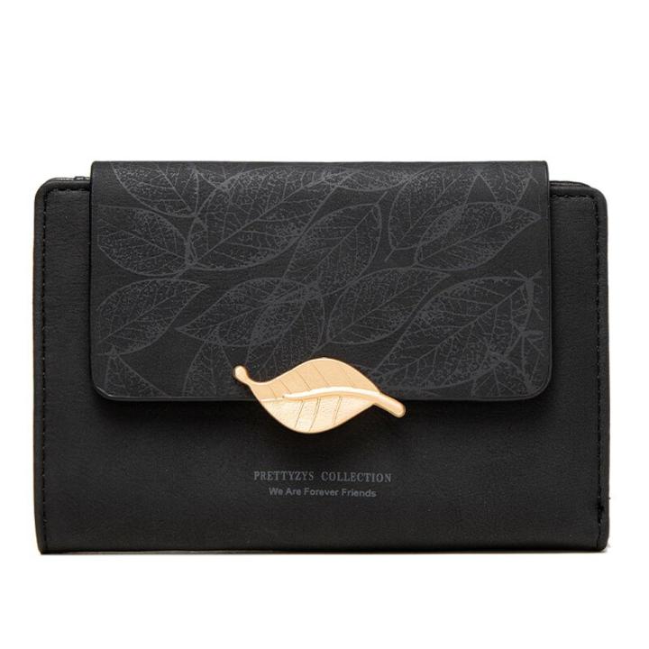 New Women Nubuck leather Leaf Medium Design Wallet Female Coin Purse Purse High Capacity Card Holders Wallets