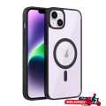 For Apple iPhone 14 Plus MagSafe Compatible Shockproof Transparent Slim Fit Wireless Charging supported Frosted Border Phone Back Case Mobile Cover (FS).