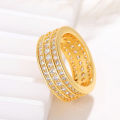 Huitan luxury unisex ring Three rows of diamonds set with zircon ring Status symbol of premium men's ring.