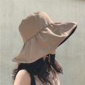 Summer Thin Sun Protection Hats For Women Ladies Korean Big Brim Fisherman Hat Sunshade Hat Summer Black Gum Sunshade Hat. 