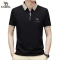 2024 Camel Authentic Emblem 3D Gold Label Men's Middle and Youth Scissor Neck Ice Silk Breathable Fashion Short sleeved T-shirt. 