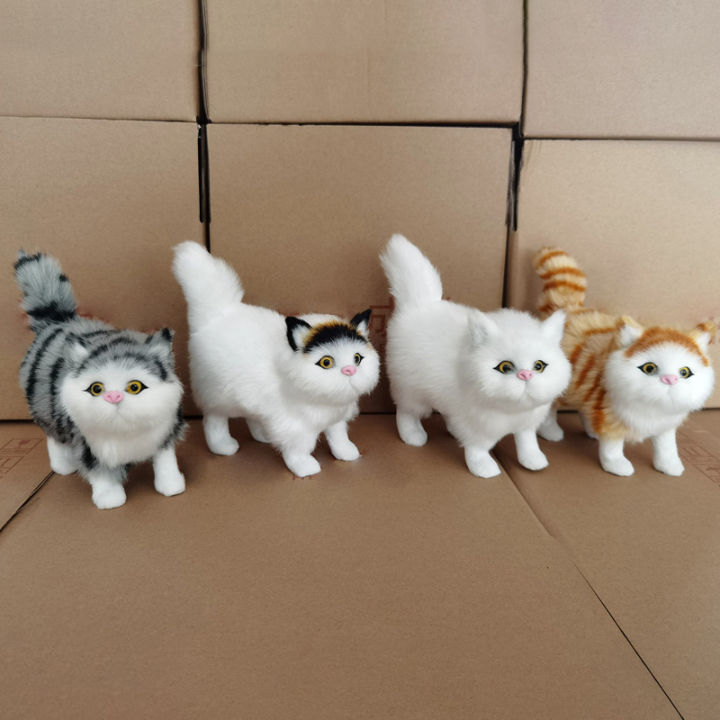 Cute Simulation Cat Plush Toys Soft Stuffed Kitten Model Fake Cat Realist Animals for Kids Girls Birthday Valentine's Day Gift