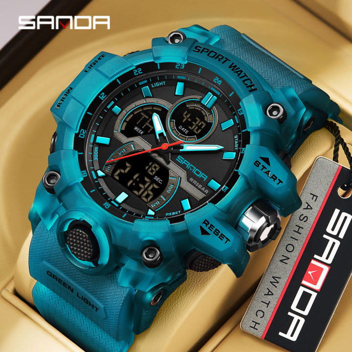 SANDA%206198%20Fashionable%20Cool%20Night%20Light%20Dual%20Screen%20Multi%20functional%20Outdoor%20Sports%20Waterproof%20Men's%20Electronic%20Watch%20-%20Image%202