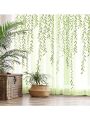 Two Instagram-inspired, forest-themed willow branch curtains with willow leaf pattern, finished window sheers with printed wee.