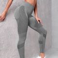 Spring Autumn High Waisted Pants Women Leggings Yoga Sport Ribbed Pants Seamless 2023. 