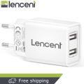 LENCENT EU Plug 2 Port USB Wall Charger 12W/2.4A Mobile Charger with Auto-ID technology, European Multiport Plug. 