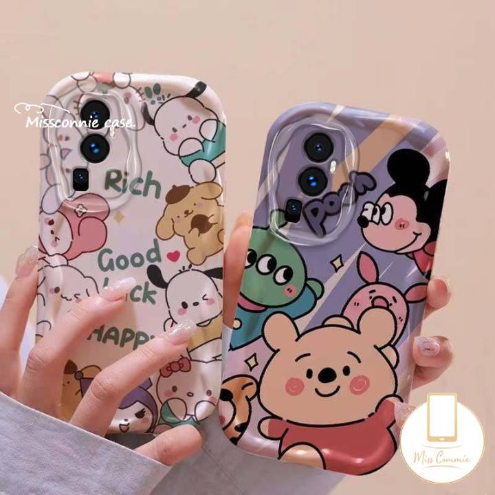 MissConnie 3D Wavy Curved Edge Cartoon Hello Kitty Kuromi Alien Cute Cinnamoroll Winnie Mickey Case For Vivo Y11 Y36 Y15s Y33s Y02 Y91 Y15 Y35 Y12i Y91C Y02T Y12s Y15A Y21A Y22s Y21 Y51 Y16 Y50 Y17 Y20 Y95 Y12 Y30 Y20s Y21s