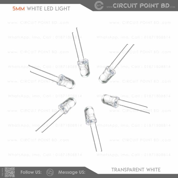 50%20Pcs%20-%205mm%20DC%20White%20LED%20Light%20Clear%20Transparent%20(Bright)%2050%20Pcs%20Pack.%20Indicator%20LED,%20Lighting,%20DIY%20or%20General%20Purpose%20LED%20-%20Image%202