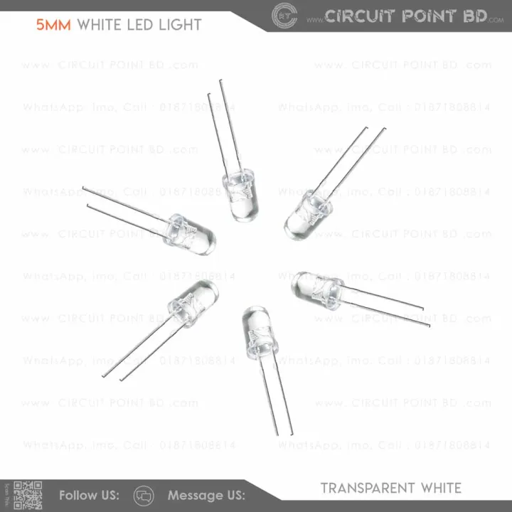 100%20Pcs%20-%205mm%20DC%20White%20LED%20Light%20Clear%20Transparent%20(Bright)%2050%20Pcs%20Pack.%20Indicator%20LED,%20Lighting,%20DIY%20or%20General%20Purpose%20LED%20-%20Image%203