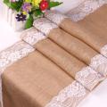 OIMG 30X275Cm Vintage Lace Jute Table Runner Burlap Party Wedding Festival Decoration Chair Runner. 