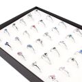 （New）Hot Woman Wholeale Lot 30pc Rhinetone Aorted ilver Plated Ring New. 