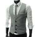 Vests Men V Neck Sleeveless Button Pocket Blazer Suit Fashion Waistcoat.