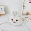 Round Zipper Bunny Plush Purse Messengers Bags Children Shoulder Bag Handbag. 