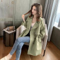 New Women Trench Coat Autumn Lapel Double ed Drawstring Light Weight Casual Mid Long Ladies Windbreak Coats Plus Size.