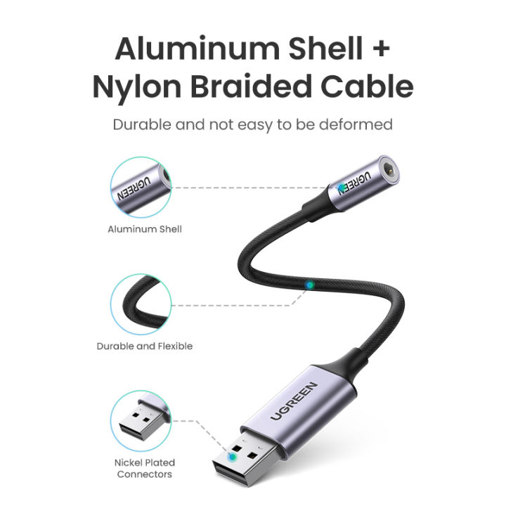 UGREEN%20USB%20to%203.5mm%20Audio%20Jack,%20USB%20A%20Sound%20Card%20Adapter%20Support%20Mic%20TRRS%20Headphone%20DAC%20Chip%20USB%20to%20Aux%20Nylon%20Braided%20Cable%20Compatible%20with%20Windows%20Mac%20Linux%20PC%20Laptops%20PS5%20PS4%20Switch%20Speaker%209.8%20Inch%20-%20Image%208