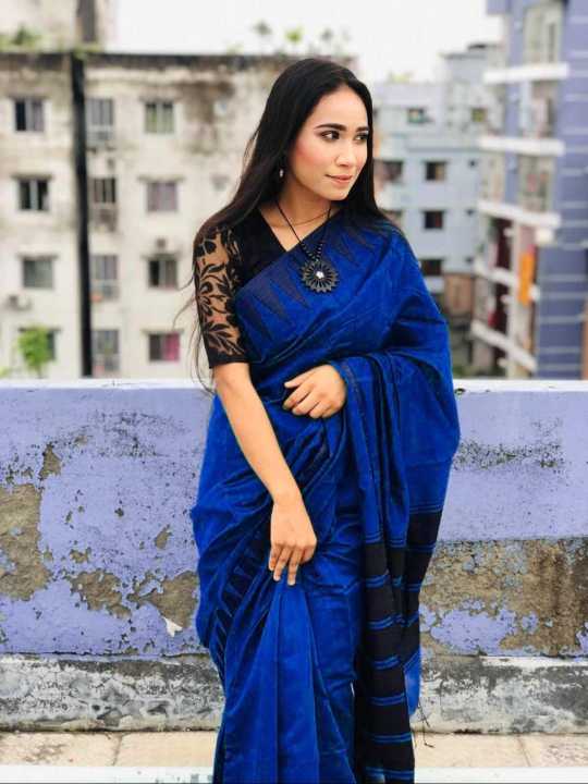 Fashionable Dhupiyan Silk Temple Pair Tangail Saree - For women and gilrs without blouse