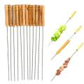 12 Pieces 38cm Barbecue Skewers Wooden Handle BBQ Meat Needle Roast Fork Kebab Stick Barbecue Tools. 