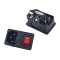 3 Pin IEC320 C14 Inlet Plug Male Power Socket Module Built in Fuse & Red Light Switch 10A 250V AC. 
