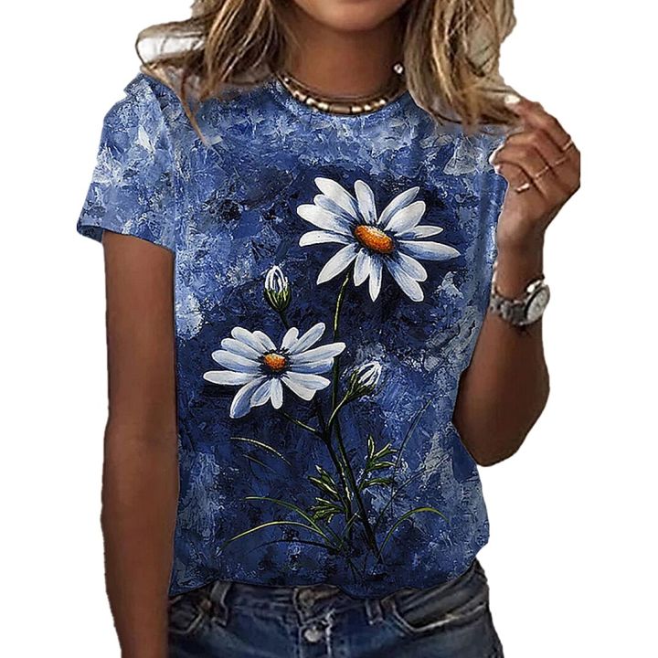 MUSIC T SHIRT Fashion Ladies T-shirt 2023 New Summer Loose Women's Floral Print XL Top 3D Printed Abstract Pattern Lovely